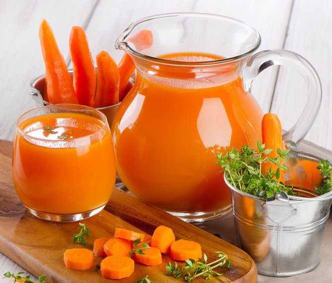 Korenčkov sok je zelo zdravilen. Foto: Shutterstock