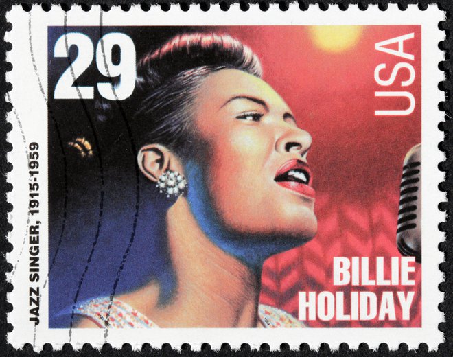 Billie Holiday na poštni znamki ZDA, okrog leta 1994. Foto: Sergey Goryachev/shutterstock