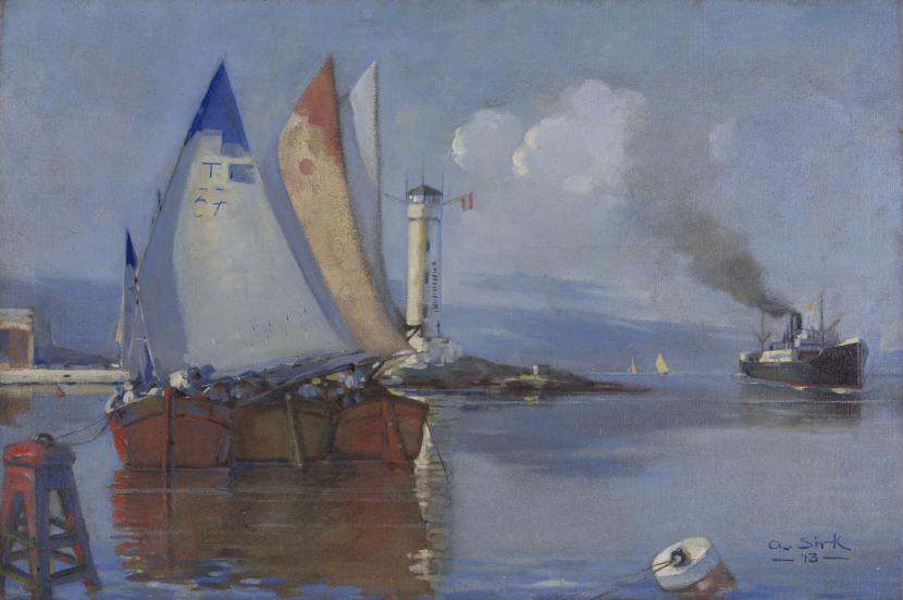 Albert Sirk, Prihod ladij v pristanišče, 1913.jpg