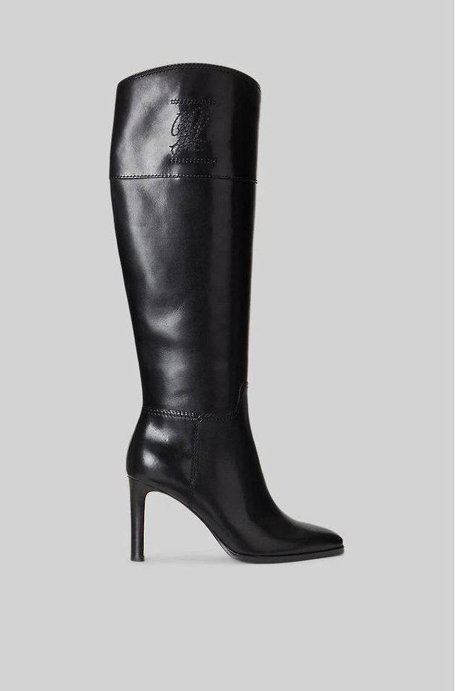 Klasičen črn škorenj z visoko tanko peto, Ralph Lauren