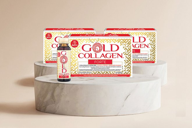Gold Collagen FORTE je v spletni trgovini Velins.shop zdaj na voljo v akciji. FOTO: Velins.shop