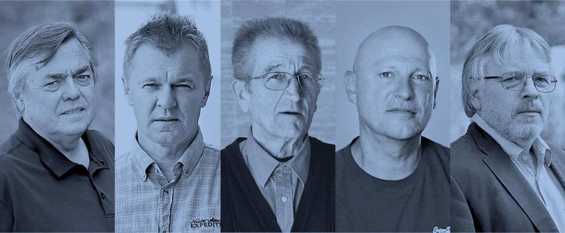 Letošnjih pet finalistov za kresnika Drago Jančar, Štefan Kardoš, Florjan Lipuš, Sarival Sosič in Vlado Žabot.
